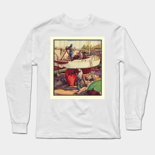 Vintage 1933 Yachting Painting Long Sleeve T-Shirt